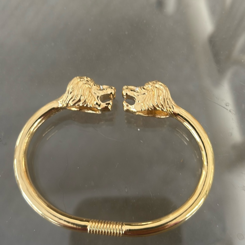 Vintage Kenneth Jay Lane KJL lion Cuff Bracelet Estate Jewelry Gold, rare